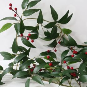 Smilax Garland with Red Berries - 180cm